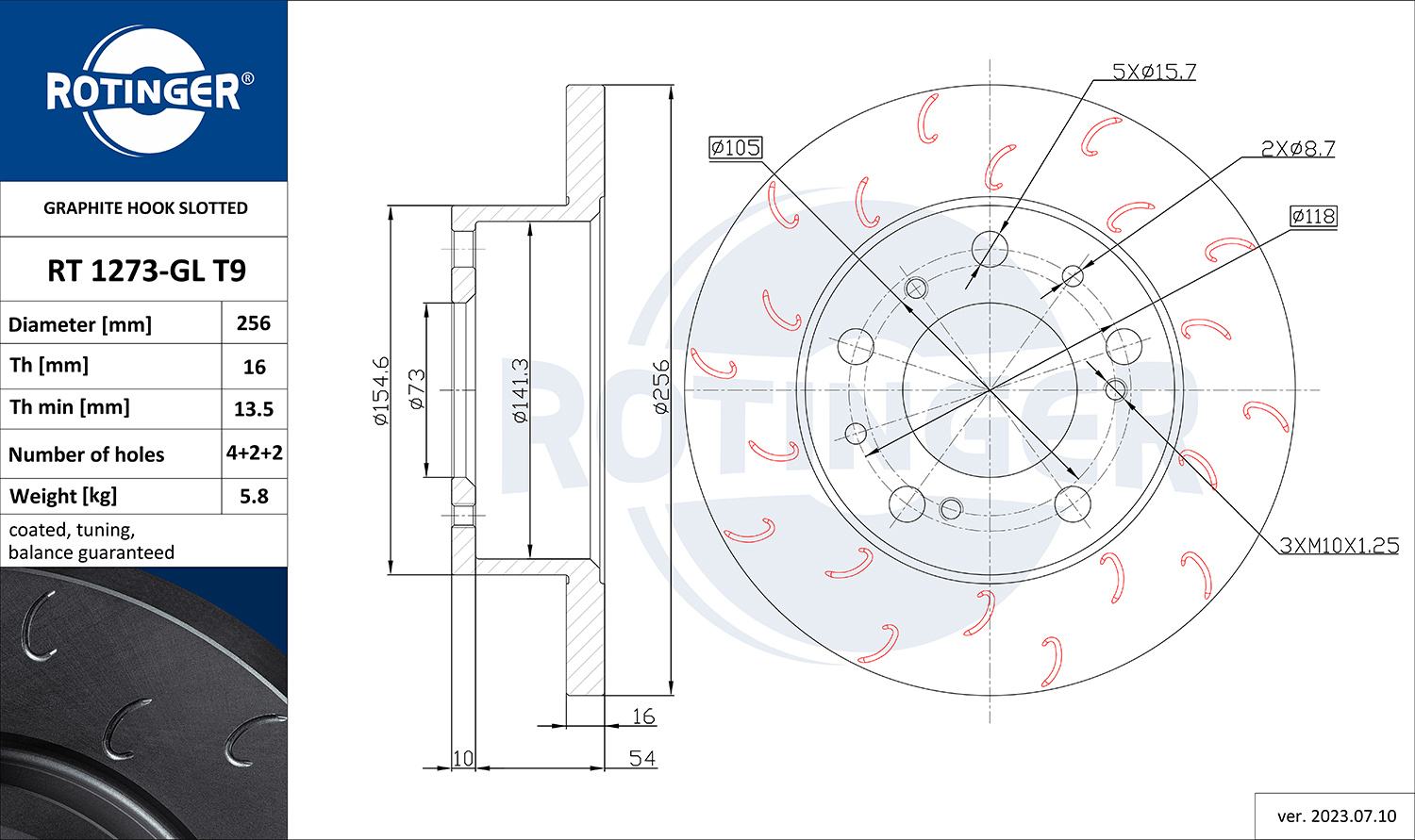 ROTINGER Féktárcsa, mind RT1273-GLT9_ROT